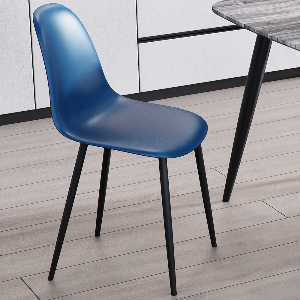 Core Products Aspen Set of 2 Blue and Black Curved Dining Chair Image 1