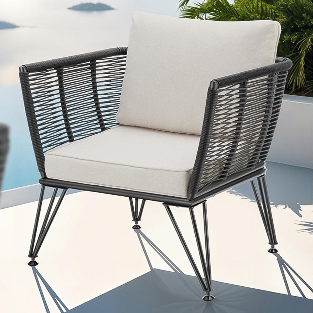 tectake Valeiras Set of 2 Woven Rope Design Accent Chair Image 1