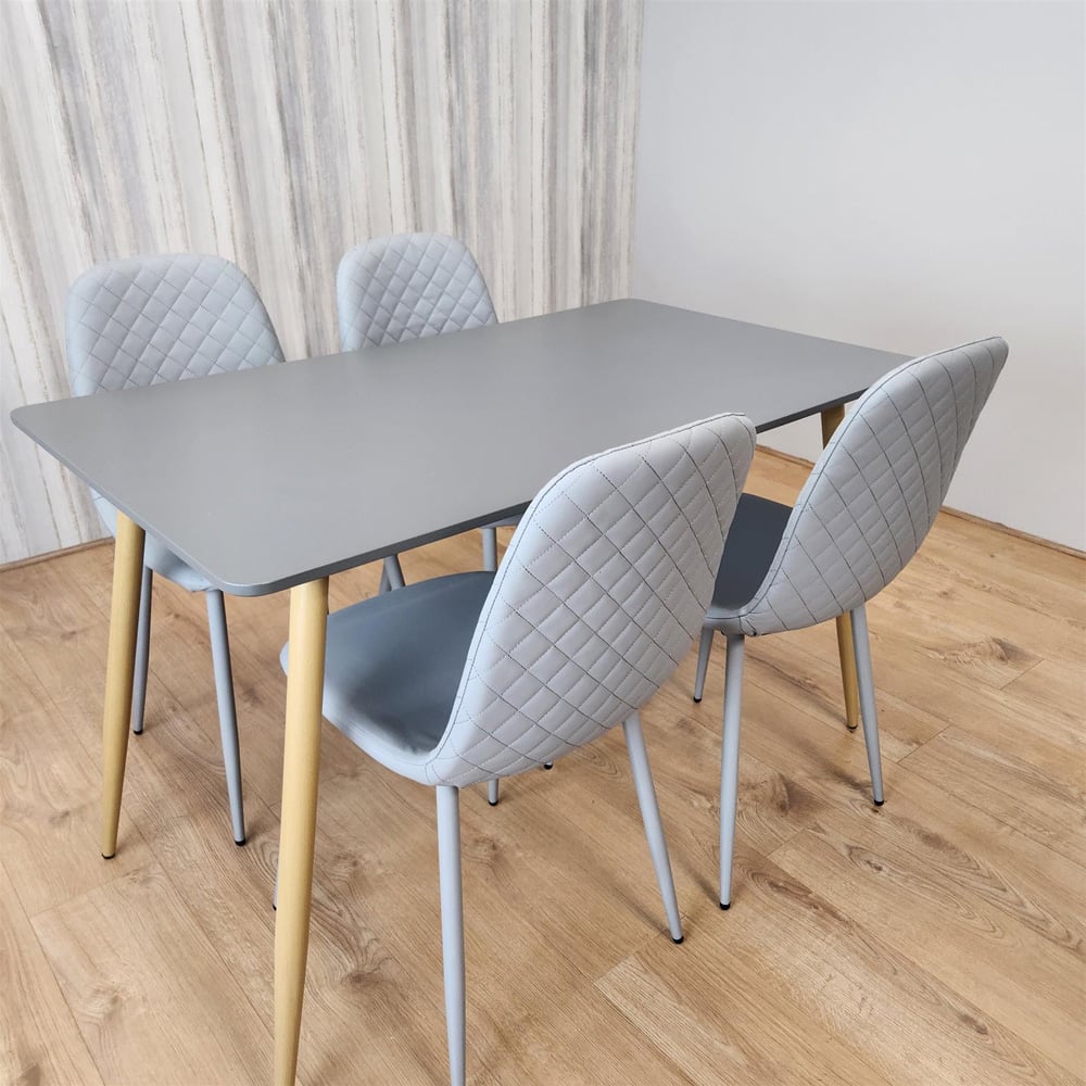 Portland 4 Seater Faux leather Dining Set Grey Image 4