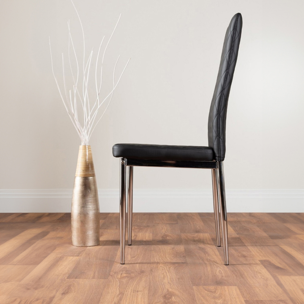 Furniturebox Solo Valera 6 Seater Dining Set Marble Effect and Black Image 4