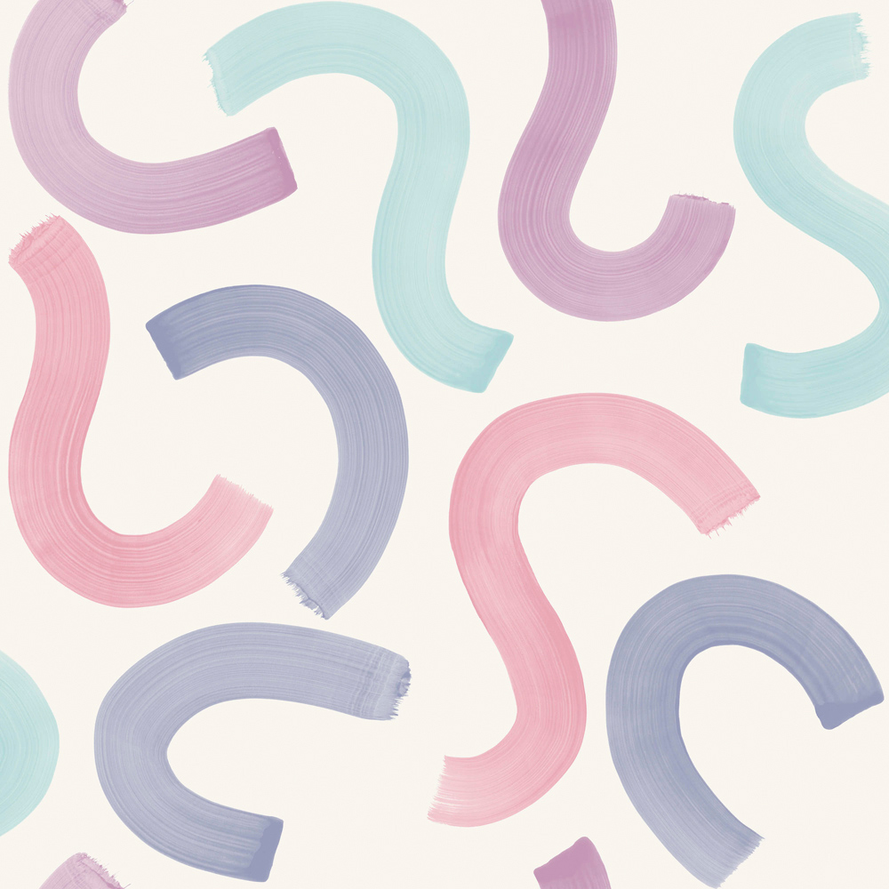 Holden Decor Curly Confetti Aqua Lilac and Pink Wallpaper Image 1