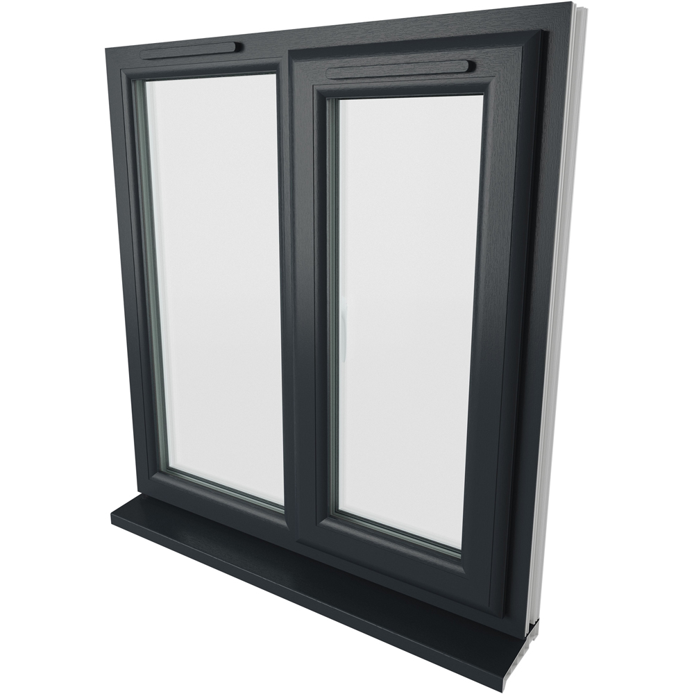 Crystal uPVC Double Glazed Window RH Side Hung Next to a Fixed Grey White Clear Glass 905x965mm Image 9
