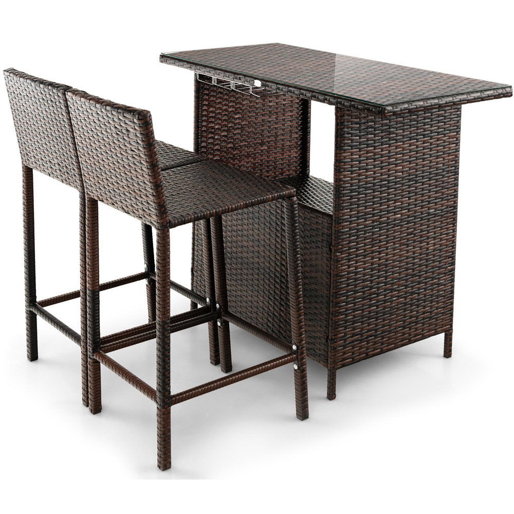 Costway 2 Shelf 2 Seater Bar Height Patio Bistro Set Image 3