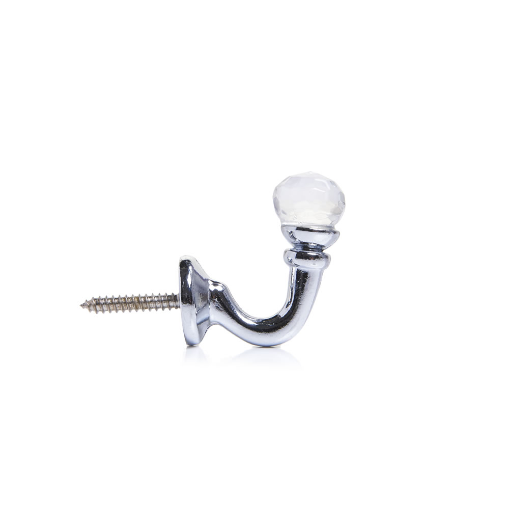 Wilko Crystal Ball Chrome Tieback Hooks 2 Pack Wilko