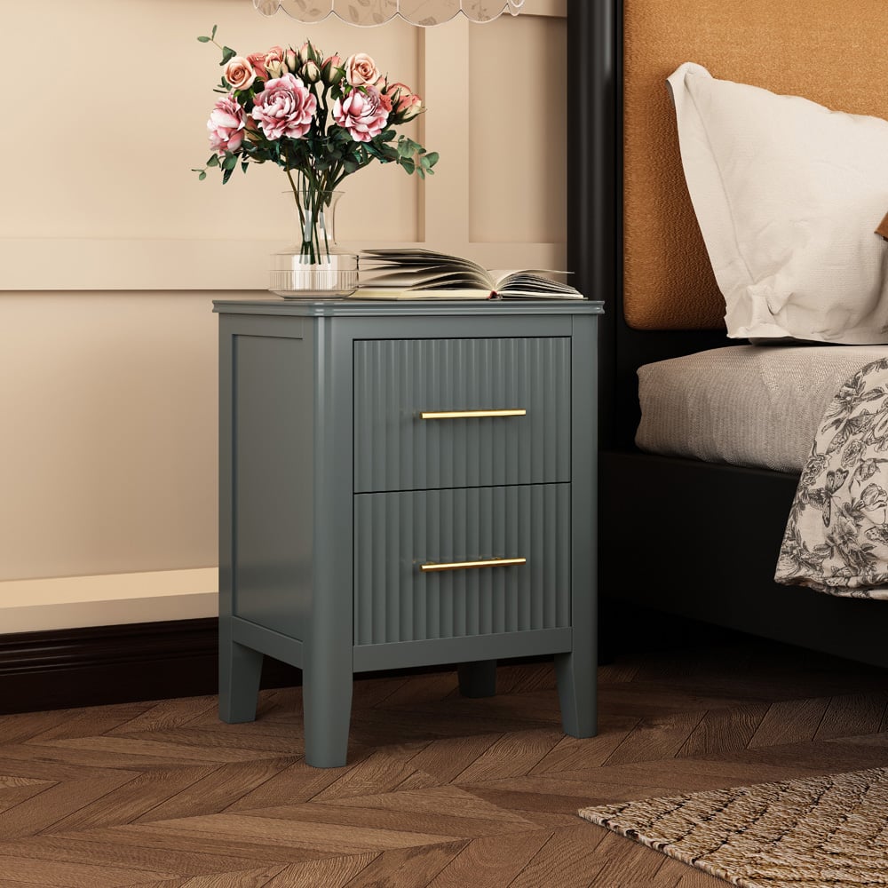 Fregona 2 Drawer Grey Bedside Table Image 5