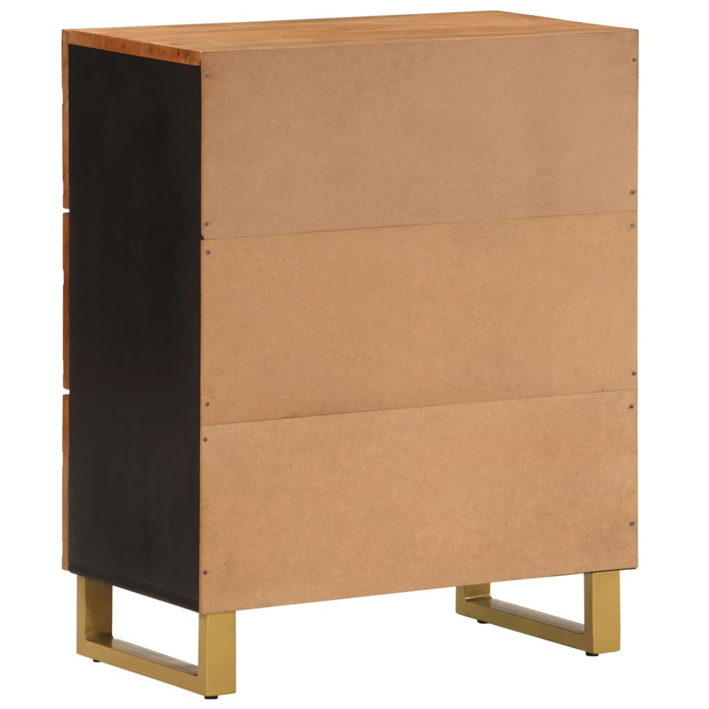 vidaXL 3 Drawer Brown and Black Solid Mango Wood Side Cabinet Image 6