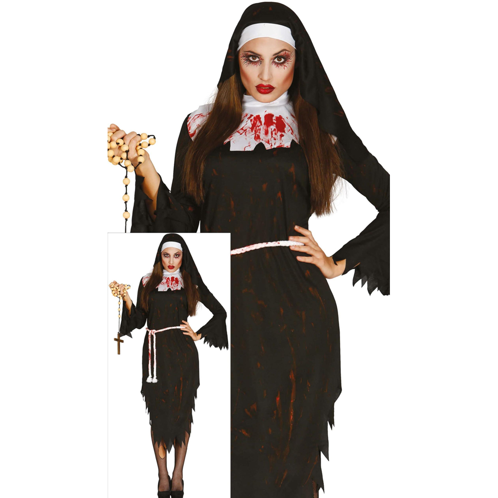 Fiestas Guirca Adult Zombie Nun Black Costume Extra Large Image 3