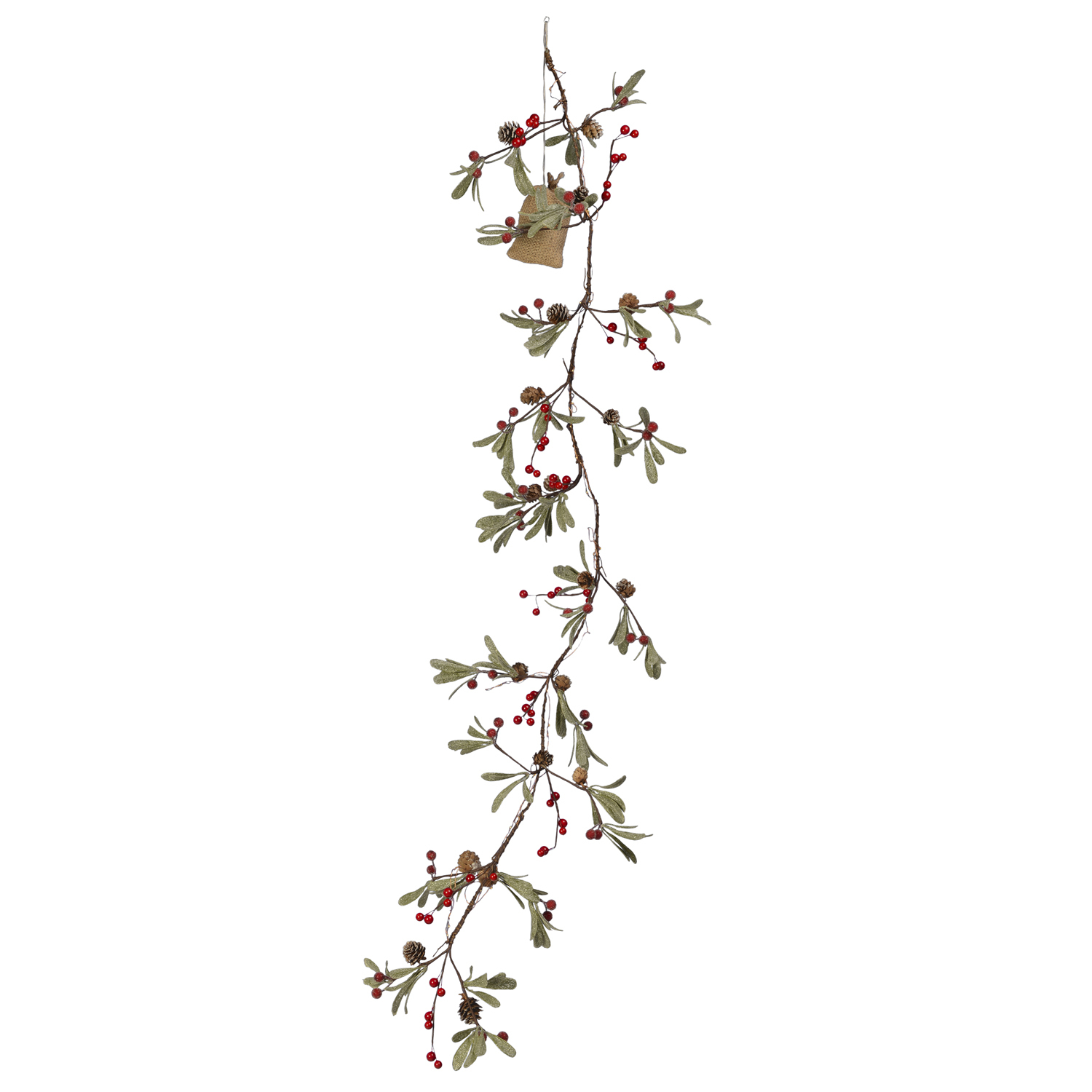Berry and Pinecone LED Christmas Garland Image 1
