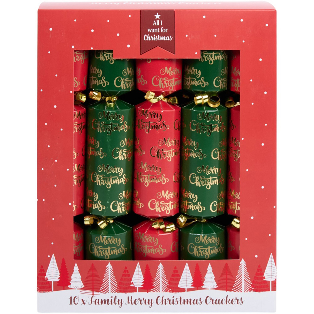Pack of 10 Family Merry Christmas Crackers Image 1