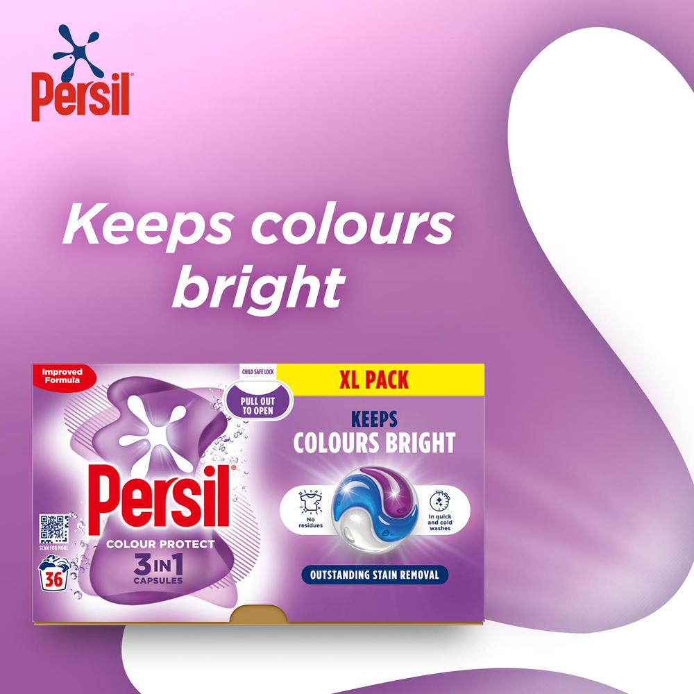 Persil Colour Protect 3 in 1 Washing Capsules XL 36 Washes 4 Pack Image 4