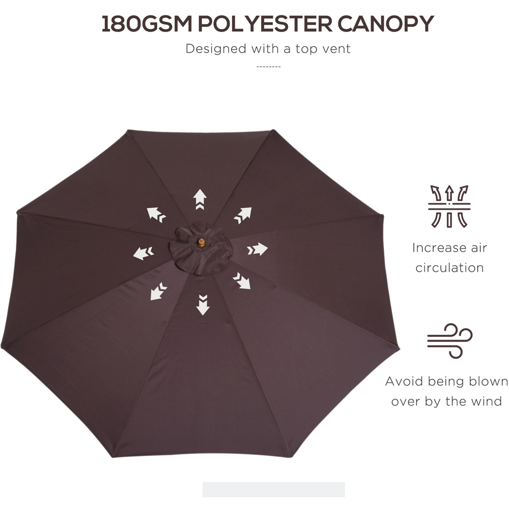 Outsunny Coffee Bamboo Wooden Parasol 3m Image 5