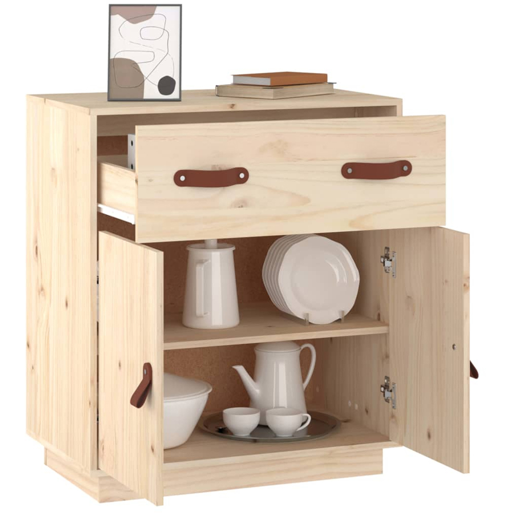 vidaXL 2 Door Single Drawer Natural Sideboard Image 7