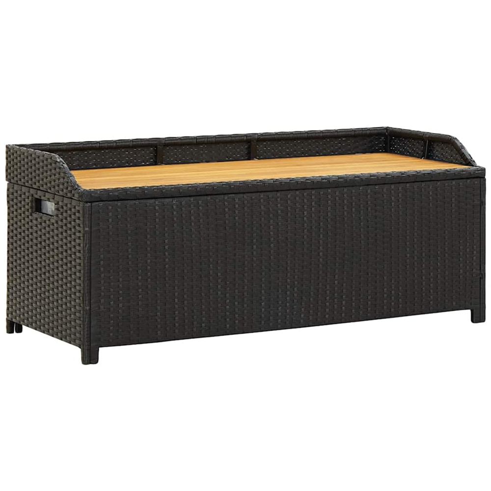 vidaXL Black Poly Rattan Garden Storage Bench 120 x 50 x 50cm Image 2