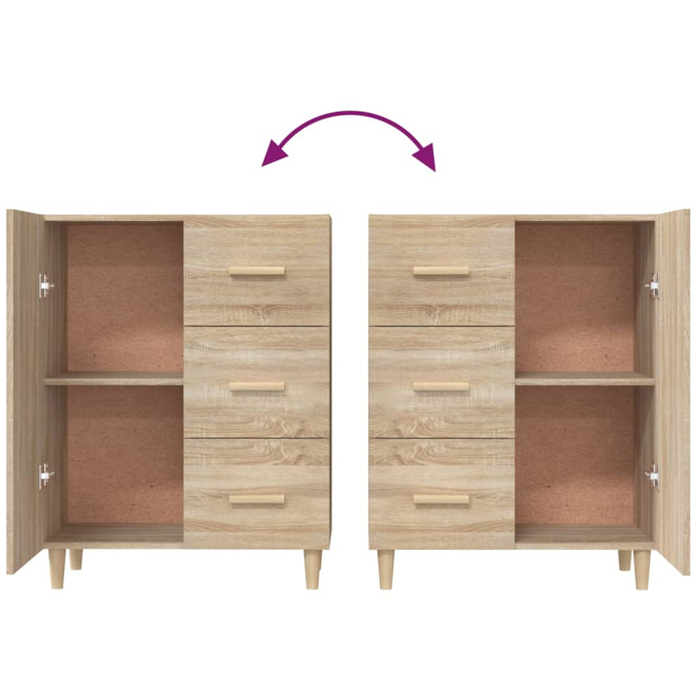 vidaXL Single Door 3 Drawer Sonoma Oak Sideboard with Wooden Legs Image 8