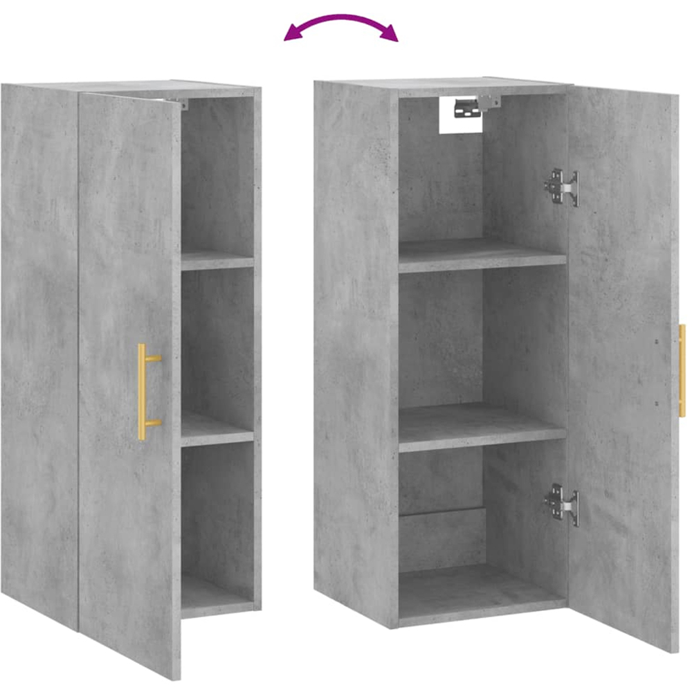 vidaXL Single Door Concrete Grey Wall Mounted Cabinet Image 8