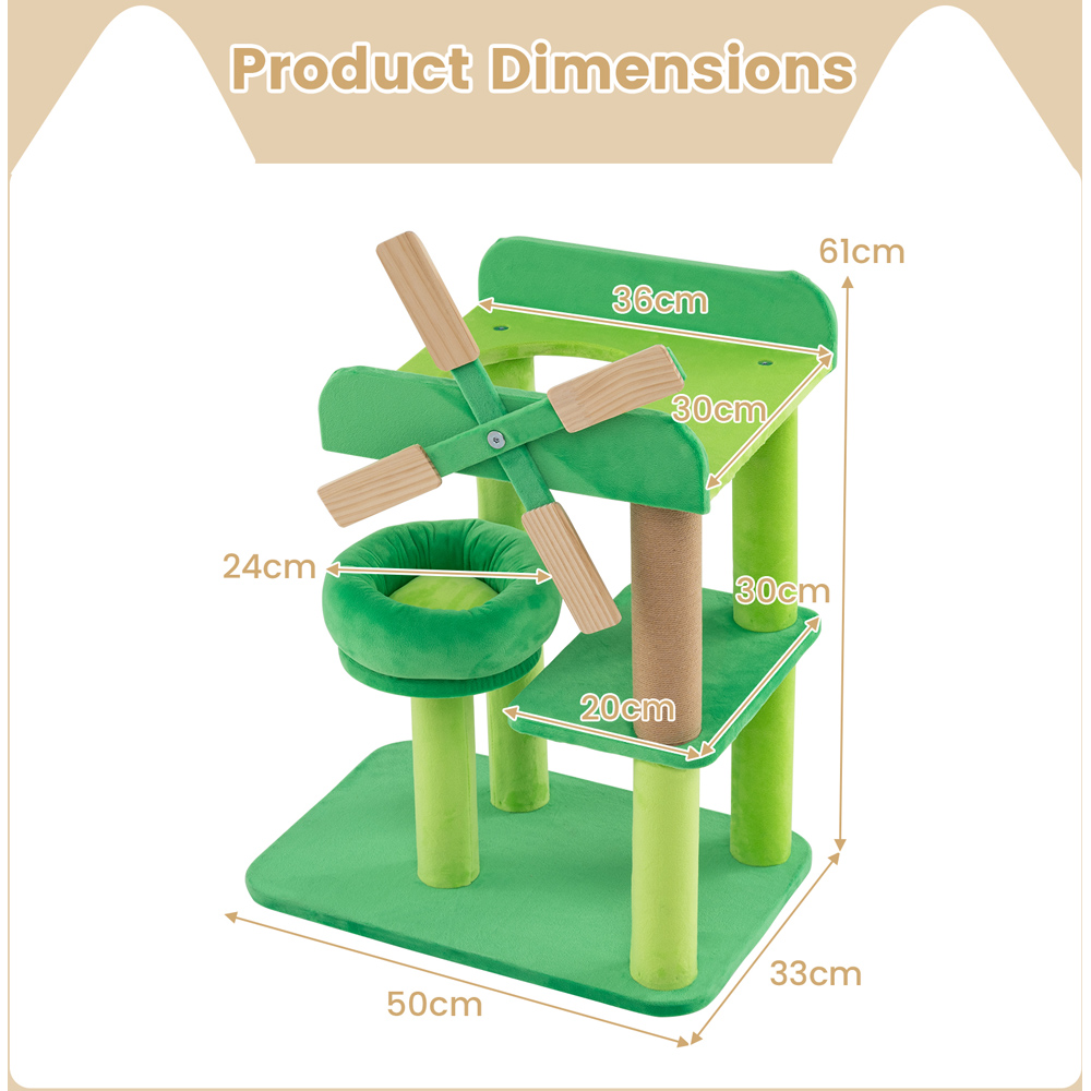 Costway 4 Tier Windmill Cat Tree with Scratching Post and Top Perch Image 9
