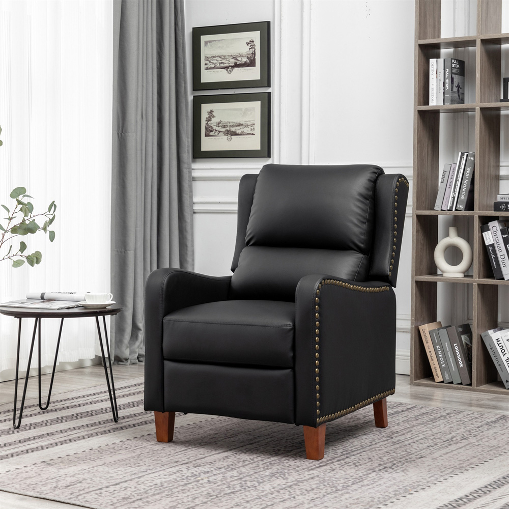 Furniture One Black Leather Pushback Recliner Chair Image 4