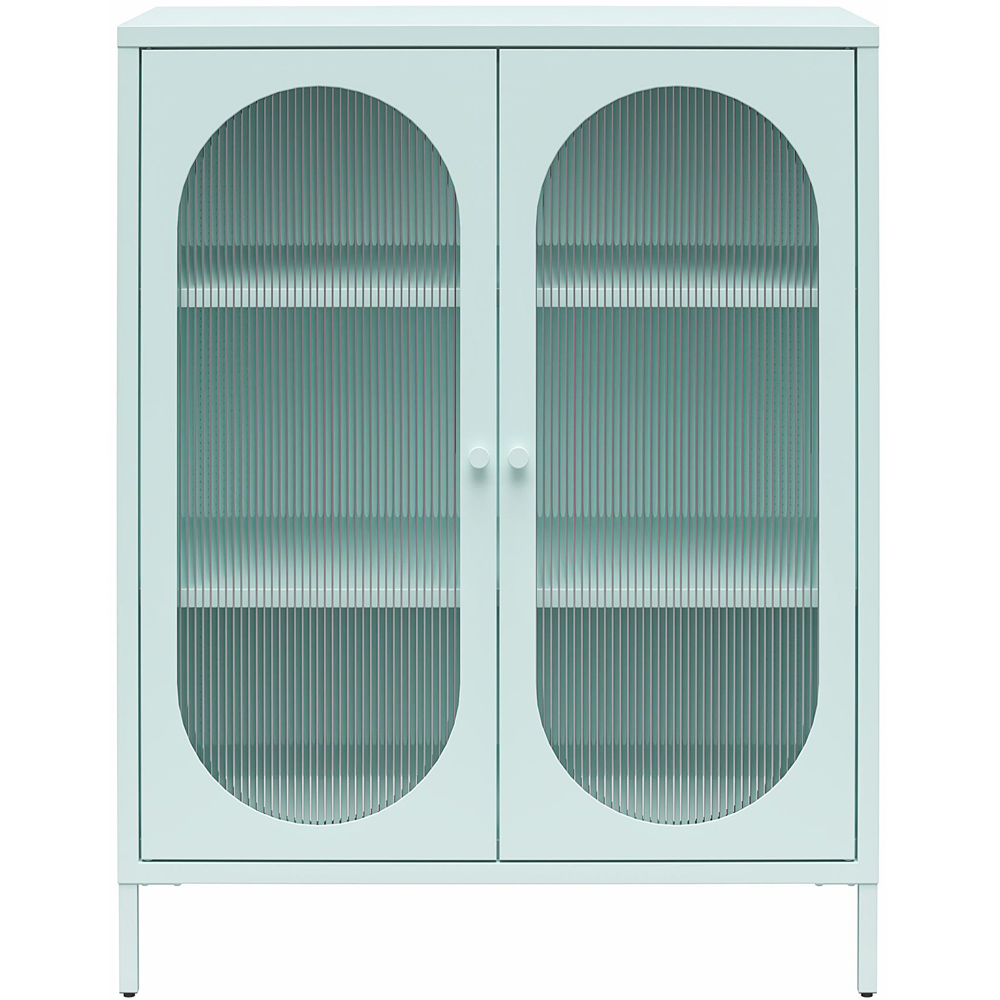Dorel Luna 2 Door Sky Blue Fluted Glass Accent Cabinet Image 3