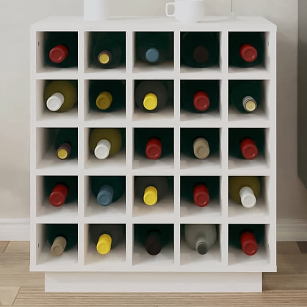 vidaXL 25 Bottle White Freestanding Wine Cabinet Image 1