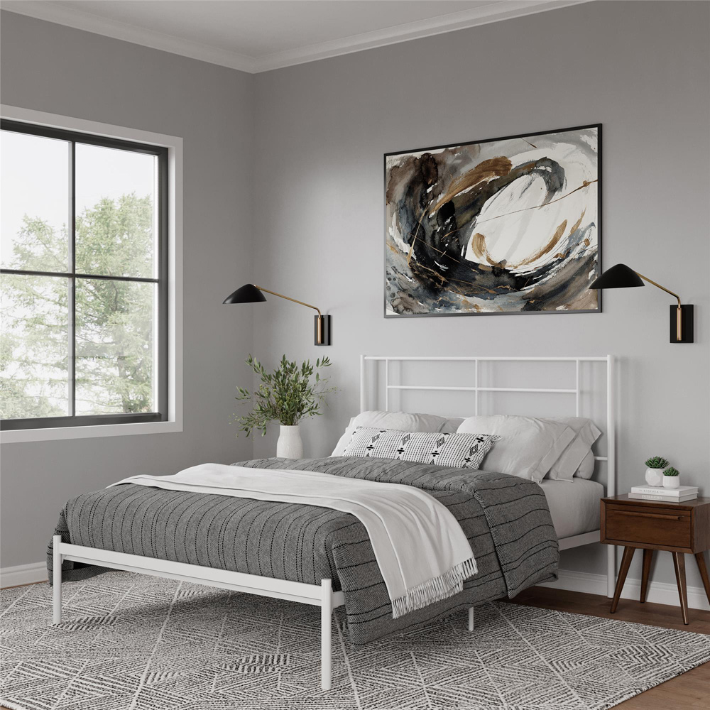 Dorel Jensen Double White Metal Bed Frame Image 8