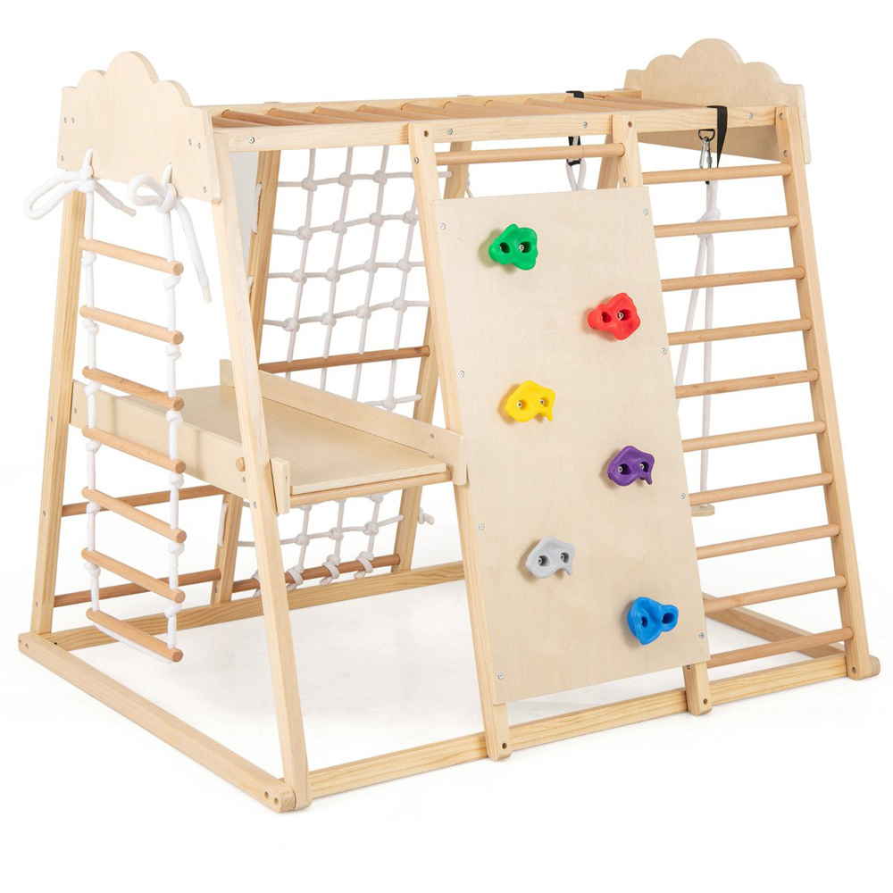 Costway 8-in-1 Kids Natural Wooden Montessori Climbing Toy Image 5