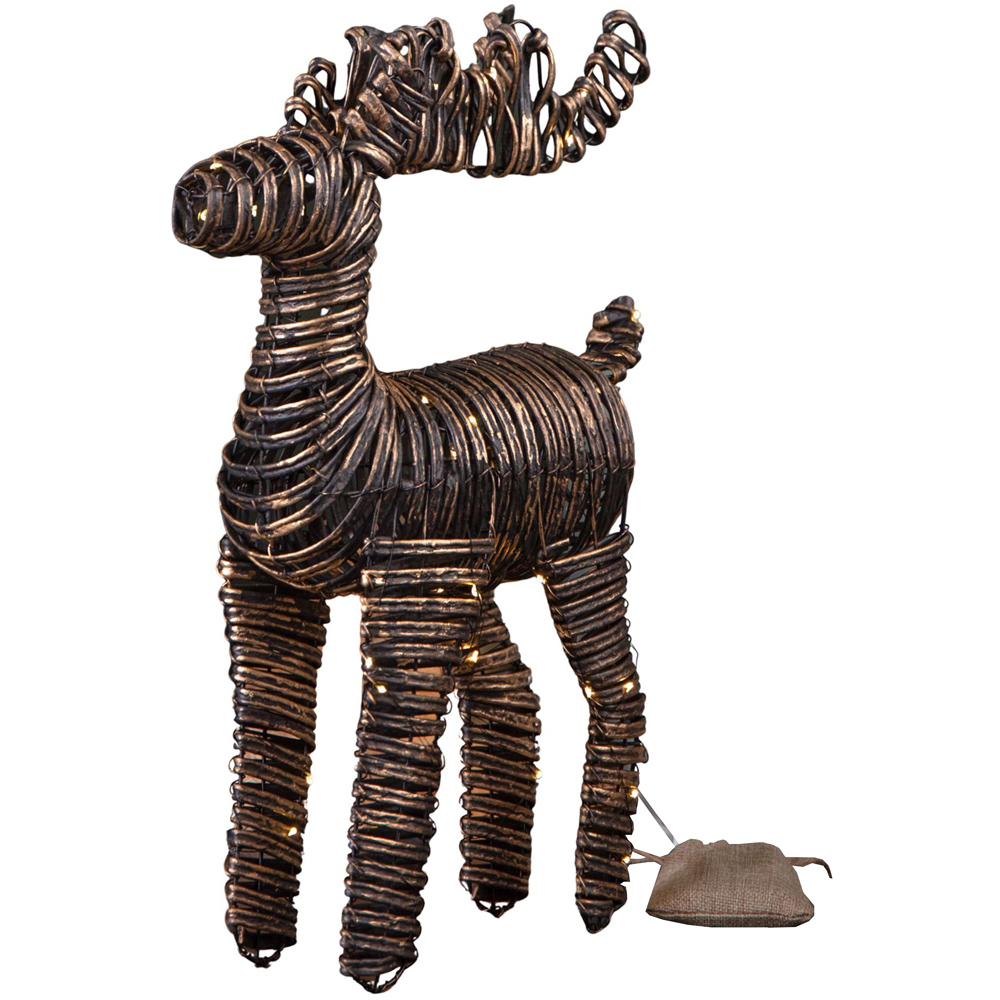 Samuel Alexander Warm White LED Light Up Black and Gold Braid Reindeer Christmas Decoration 50cm Image 2