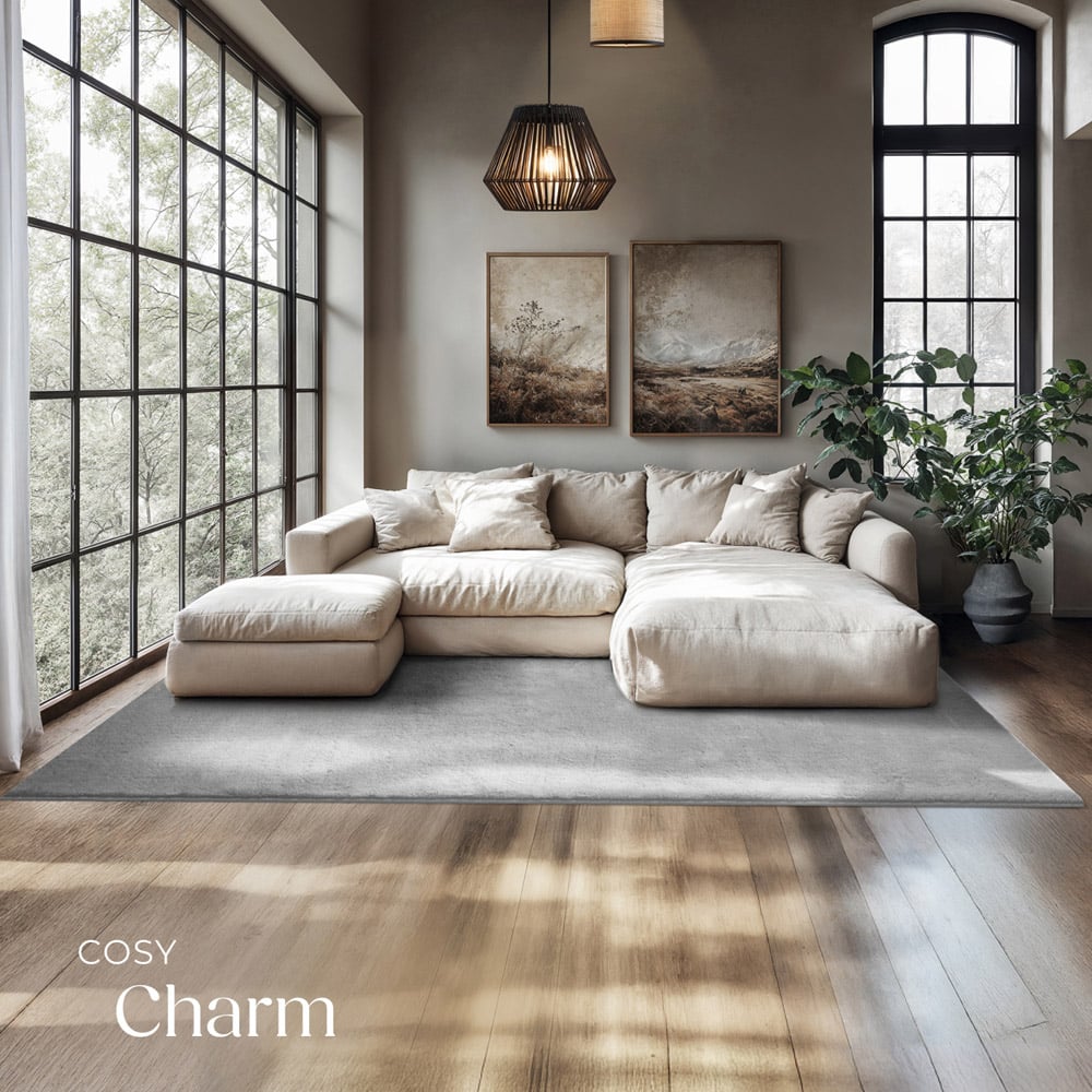 tectake Zonelle Grey Short Pile Ultra Soft Rug 230 x 160cm Image 3