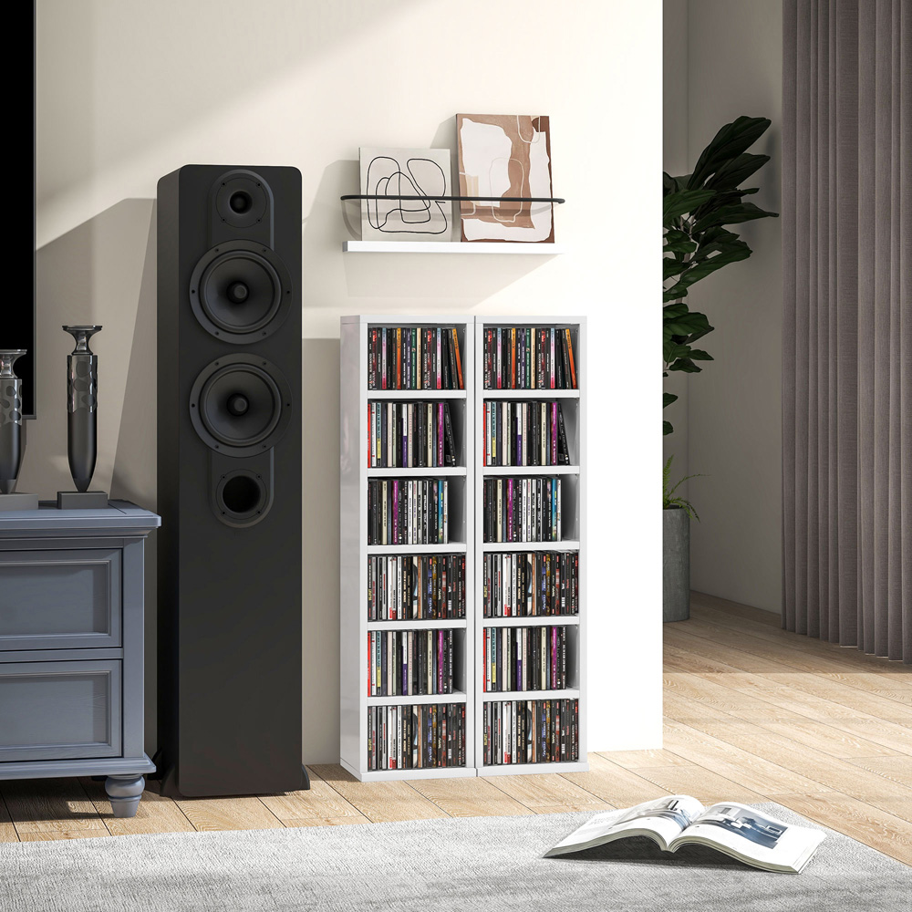 Portland High Gloss White CD and DVD Storage Unit 2 Pack Image 3