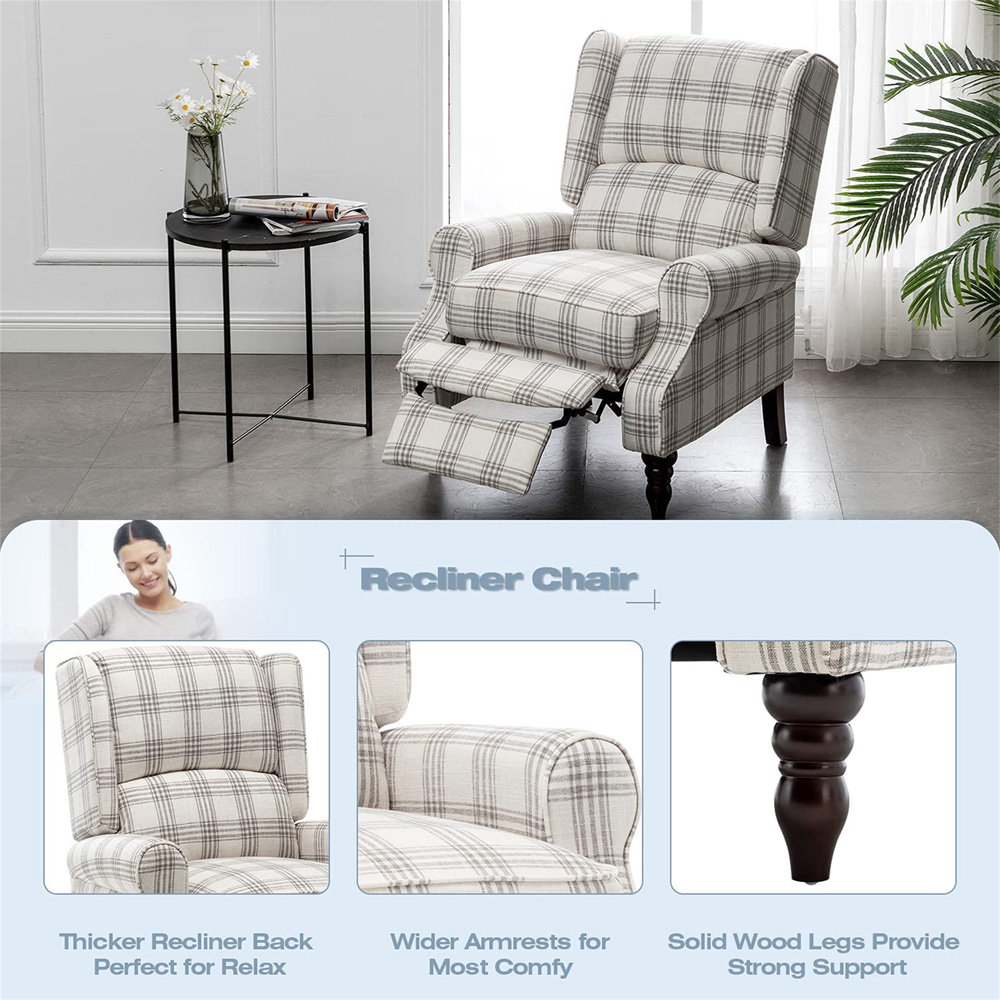 Furniture One Grey Wing Back Recliner Armchair Image 6