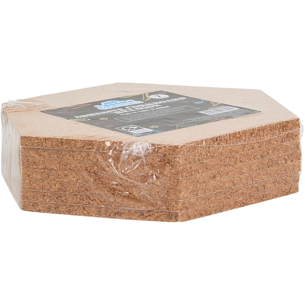 Pack of 7 Hexagon Adhesive Corkboards Natural Image 2