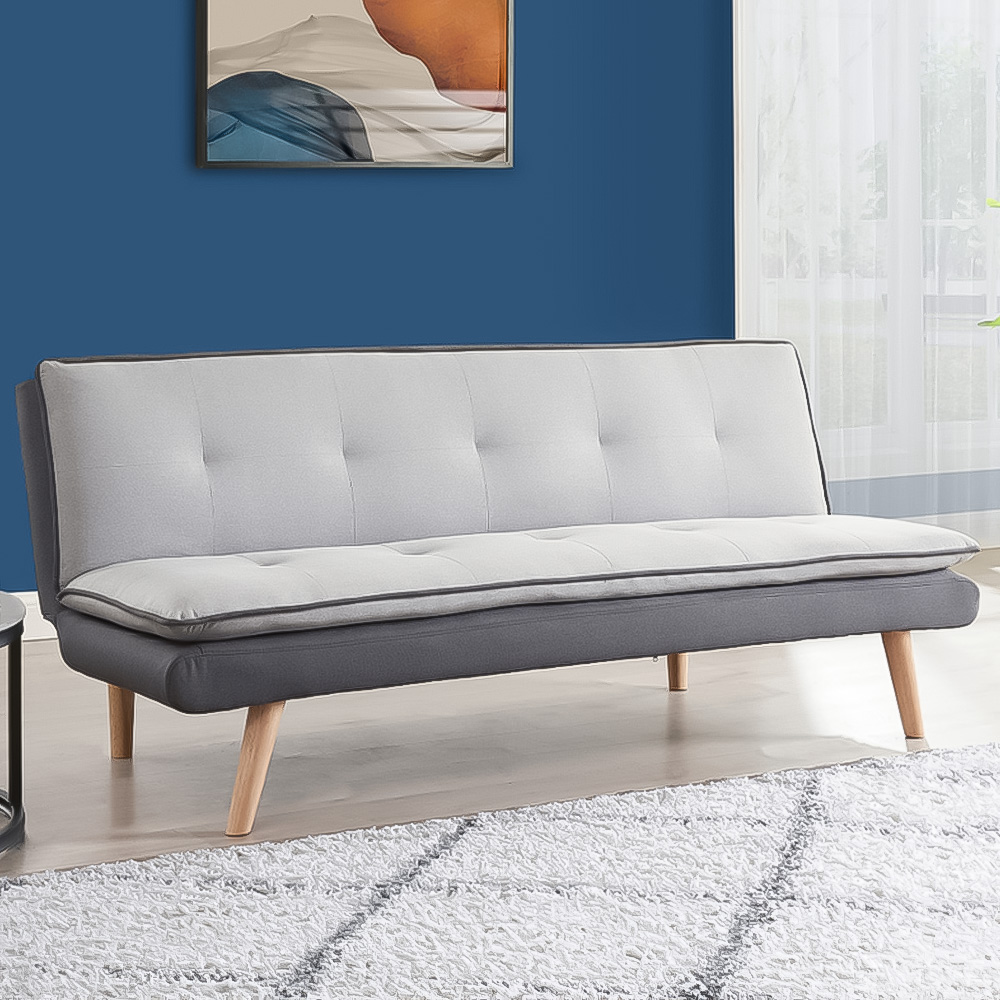 Home Detail Willow Double Sleeper Light Grey and Dark Grey Fabric Sofa Bed Image 1