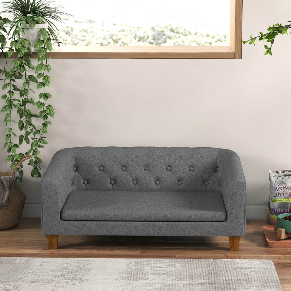 PawHut Grey Small and Medium Dogs Elevated Pet Sofa Image 4