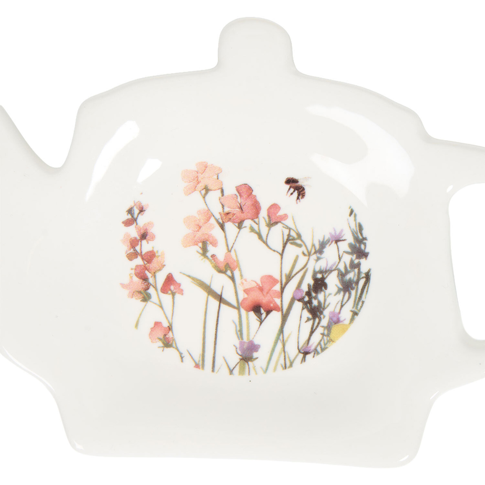 Floral Bees Teabag Tidy White Image 3