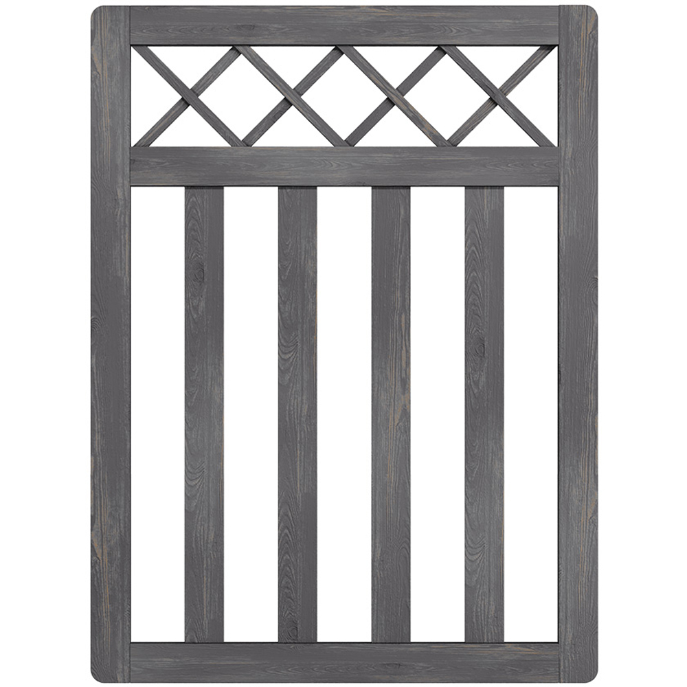 Outdoor Cross Top Wooden Grey Garden Fence Door, 120 x 90 x 2.5cm Image 1