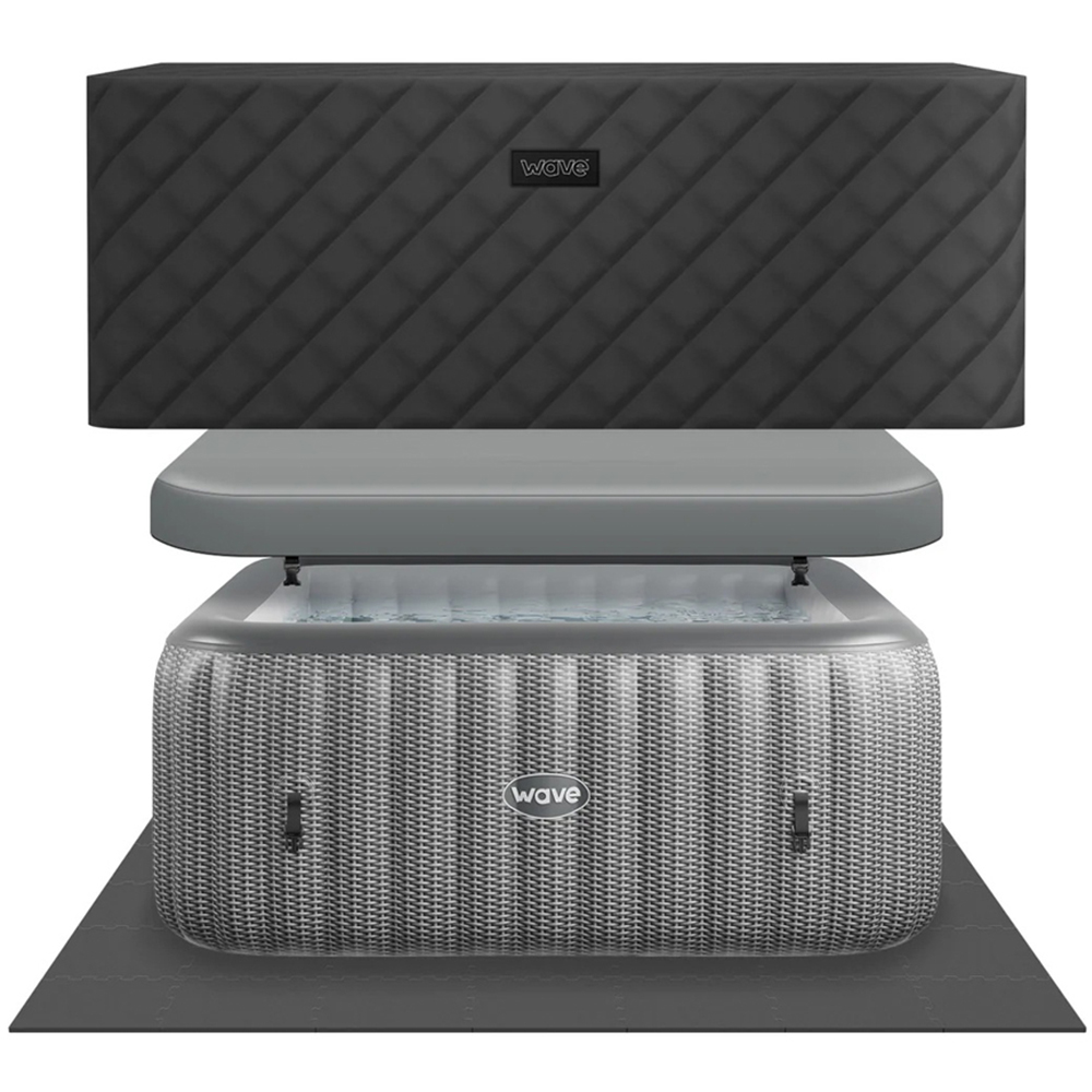 Wave Spas Pacific 4 Person Grey Rattan Square Inflatable Hot Tub with EnergySave Bundle Image 3