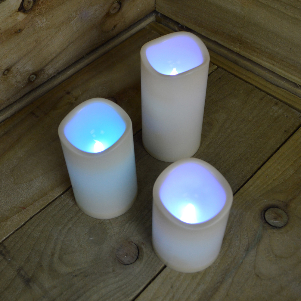 Samuel Alexander Premier Set of 3 Multi Pastel Colour Changing LED Candle Image 4