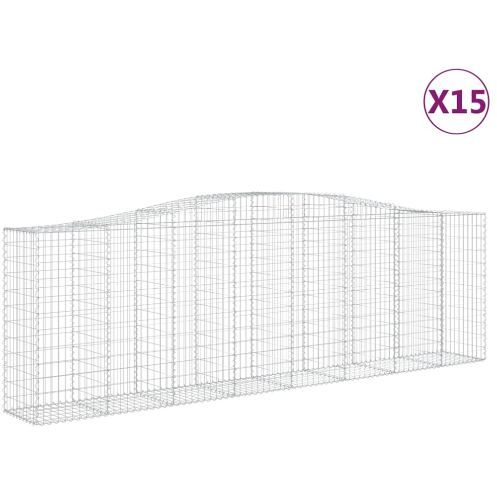 vidaXL Silver Galvanised Iron Arched Gabion Basket 400 x 50 x 120/140cm 15 Pack Image 4
