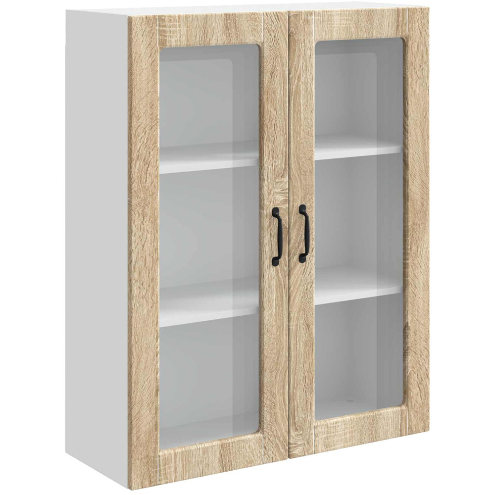 vidaXL 2 Glass Door Sonoma Oak Kitchen Wall Cabinet Image 2