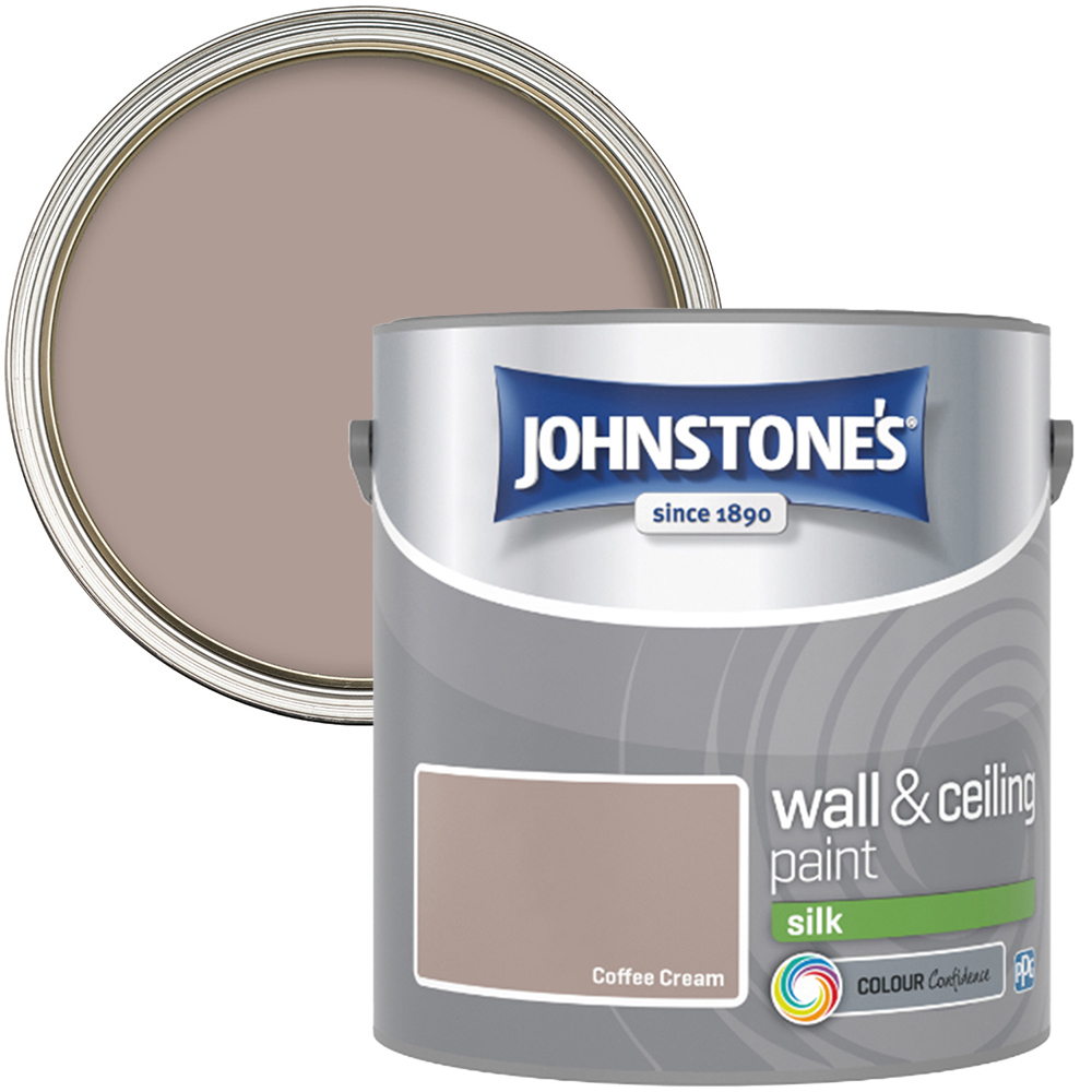 Johnstone's Walls & Ceilings Coffee Cream Silk Emulsion Paint 2.5L Image 1