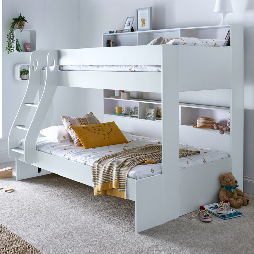 Bedmaster Oliver Triple Sleeper White Bunk Bed with Spring Mattresses Image 1