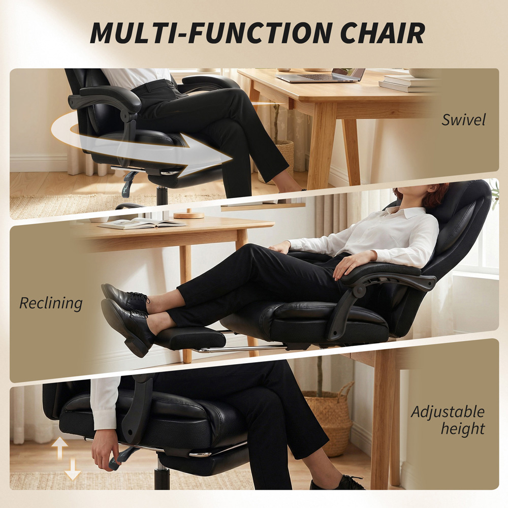 Portland Black Height Adjustable Office Chair with Footrest and Castors Image 5