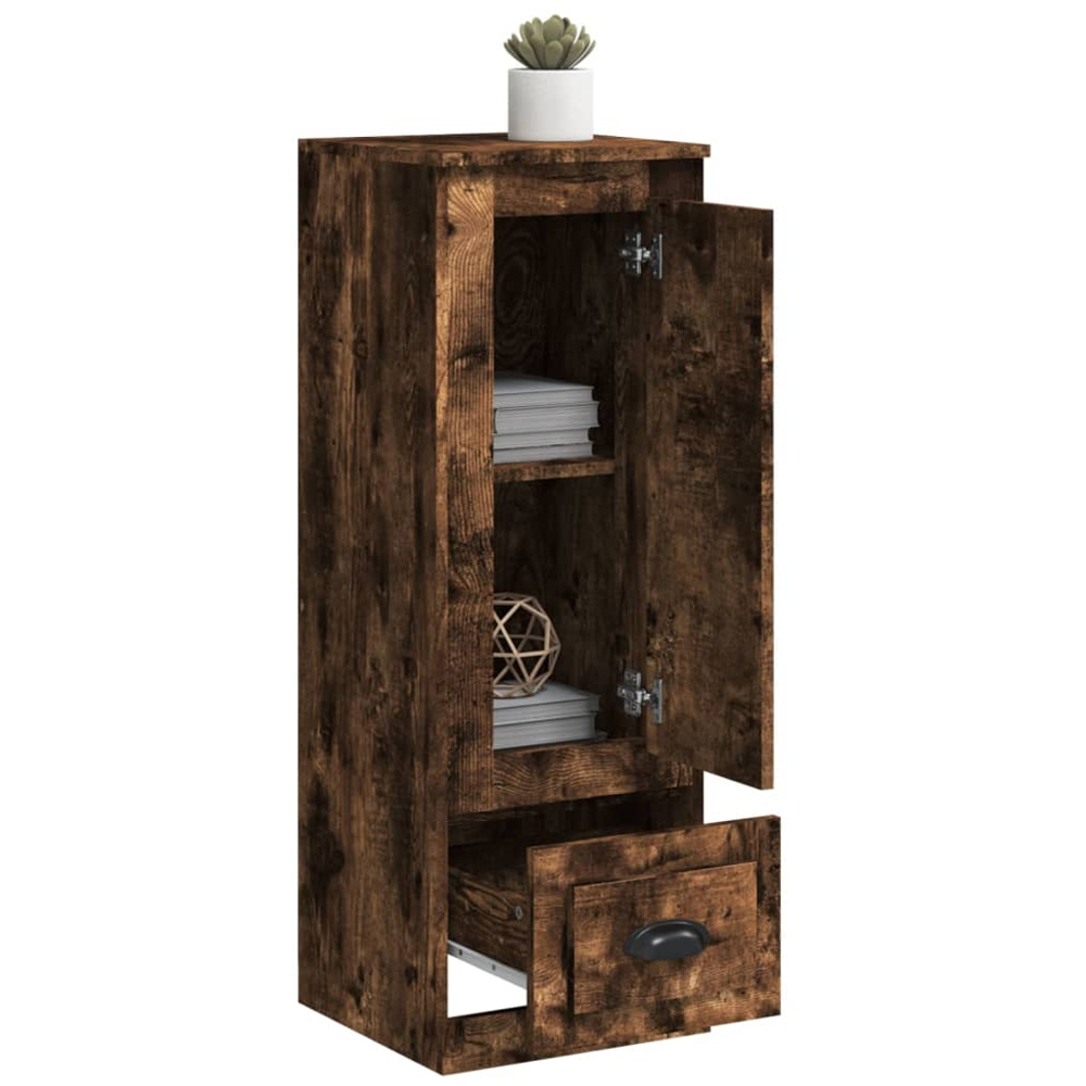 vidaXL Single Door Single Drawer Smoked Oak Highboard Image 3