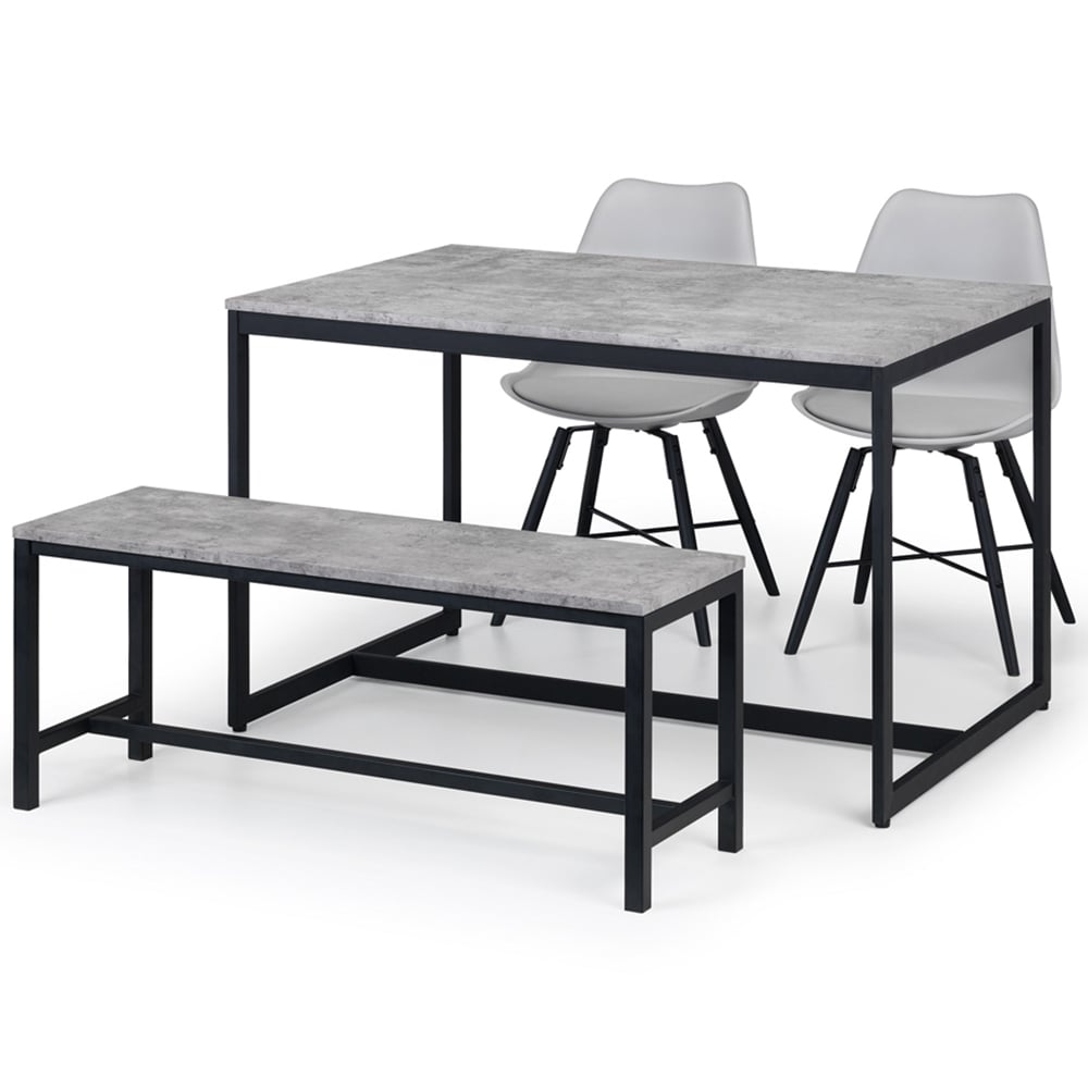 Julian Bowen Staten Kari Concrete Effect 4 Seater Dining Set with Bench Grey Image 2