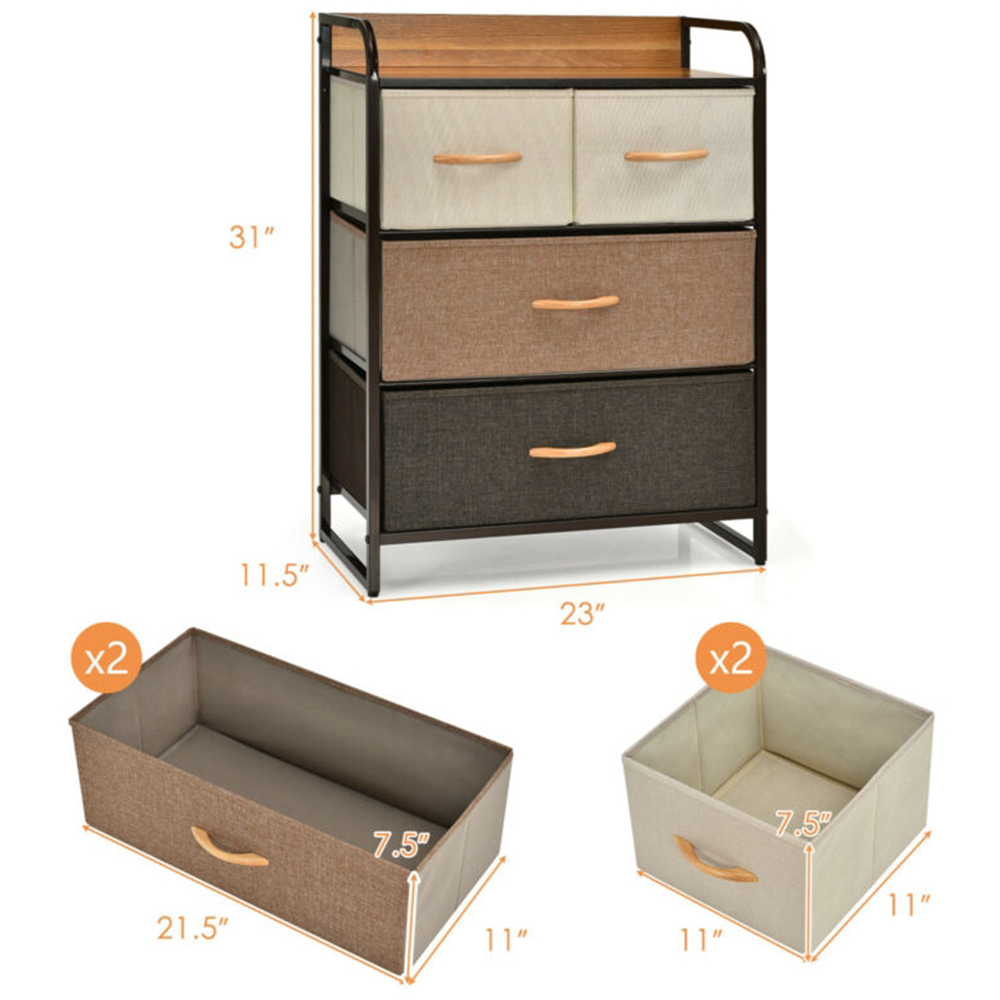 Costway 4 Drawer Vertical Chest of Drawers with Wooden Top Image 9
