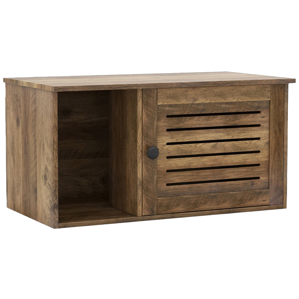 Costway Oak Cat Litter Box with Washroom Image 1
