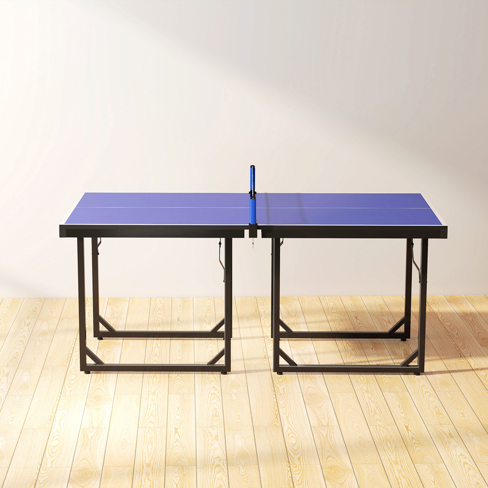 HOMCOM Blue Foldable Indoor Tennis Table with Net Image 7