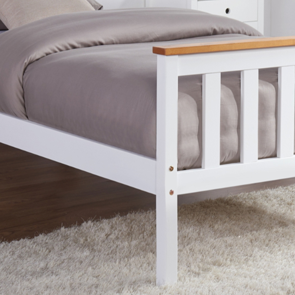 Home Detail Woodford Single White and Oak Wooden Bed Image 4