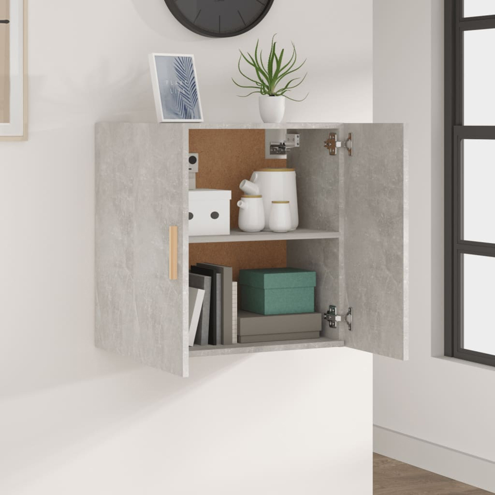 vidaXL 2 Door Concrete Grey Wall Cabinet with Gold Handle Image 6