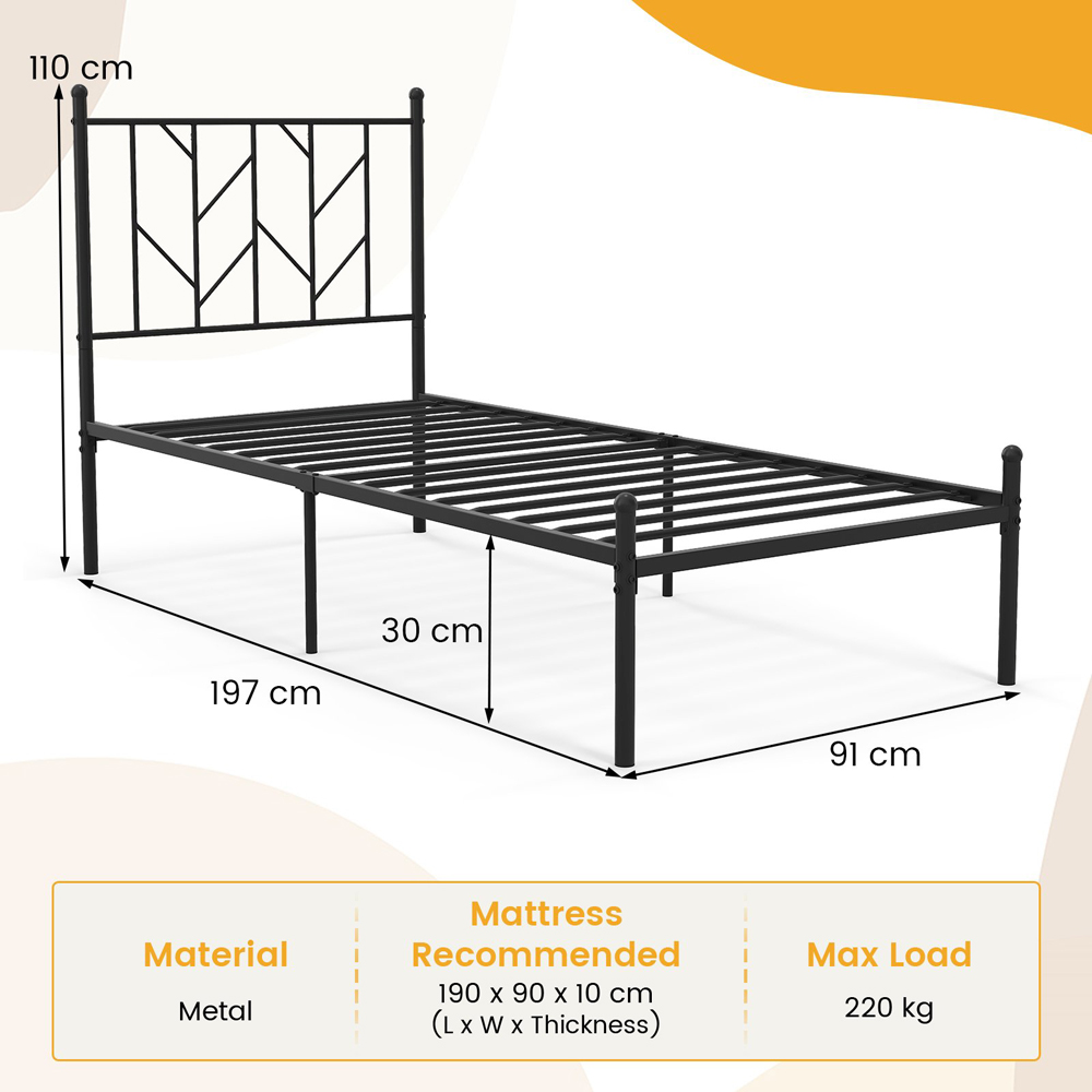 Costway Single Black Metal Bed Frame Image 8