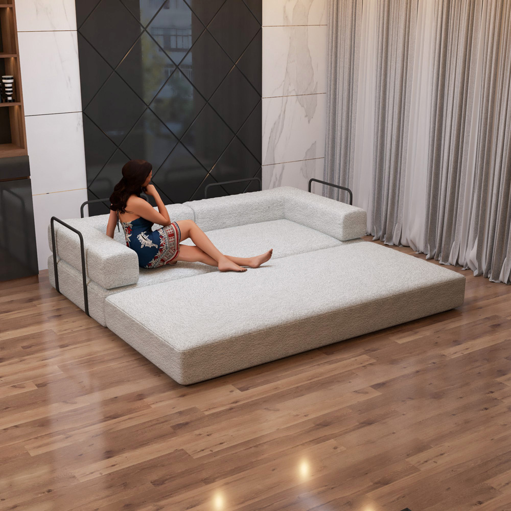 Sliding Wardrobes 4U 3 Seater Camel Larry Fabric Sofa Bed Image 3